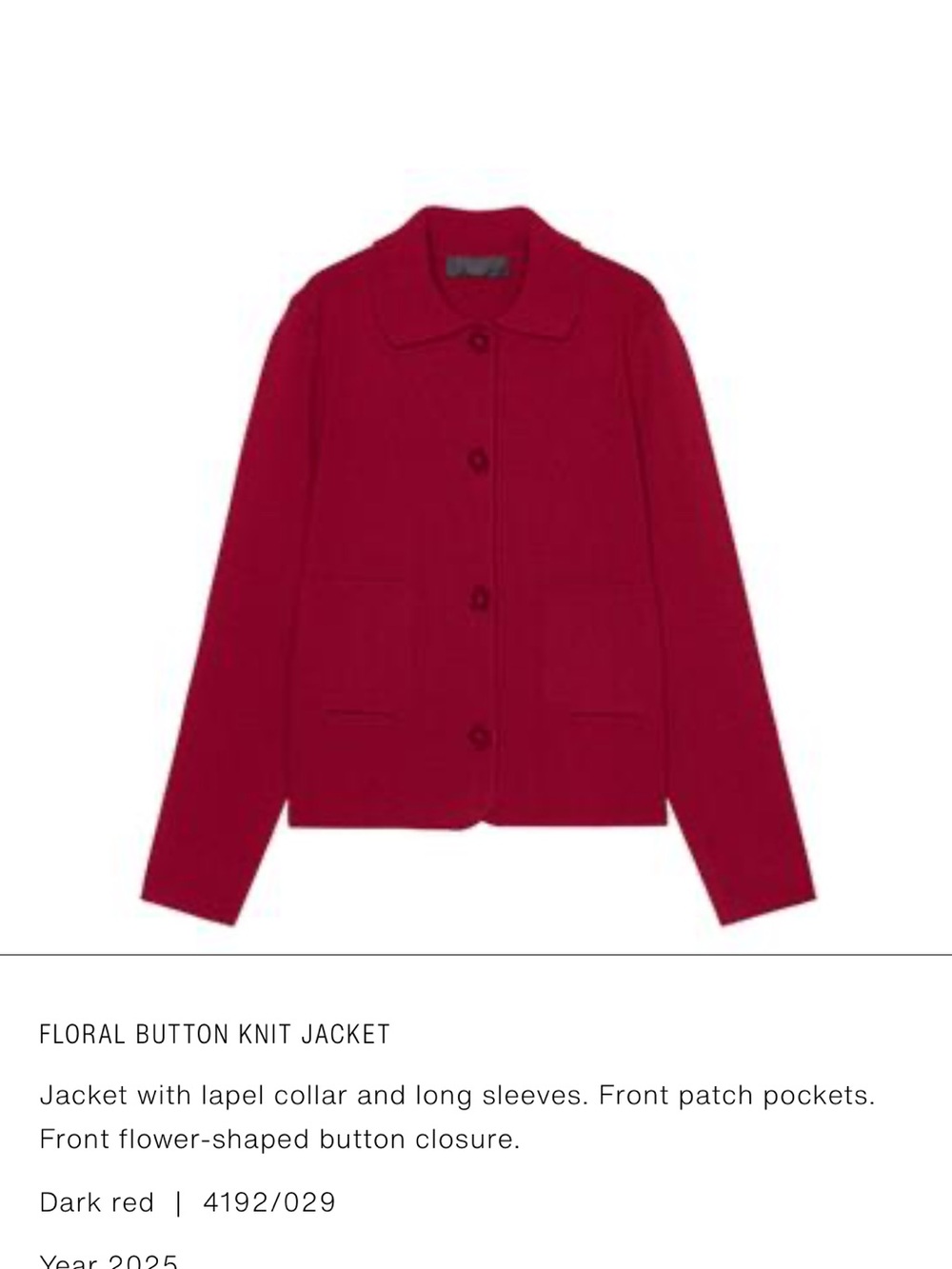Zara Red Floral-Button Knit Jacket